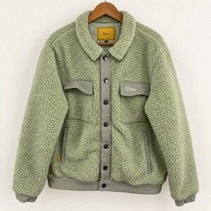 Dime Sherpa Denim Jacket Mens Medium Mist Green Sage Fleece $175